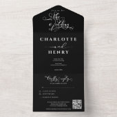 ミニマリスト エレガント ブラック QR コード ウェディング オールインワン招待状 (内側)