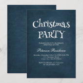 ミニマリスト エレガント ブルー クリスマス パーティー 招待状 (正面/裏面)
