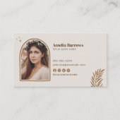 ミニマリスト エレガント ボヘミアンクリーム太陽星 名刺 (正面)