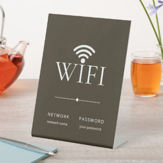 ミニマリスト エレガント WiFi ネットワーク パスワード ブラウン 台座サイン