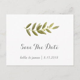 ミニマリスト オリーブの枝 Save The Date ポストカード