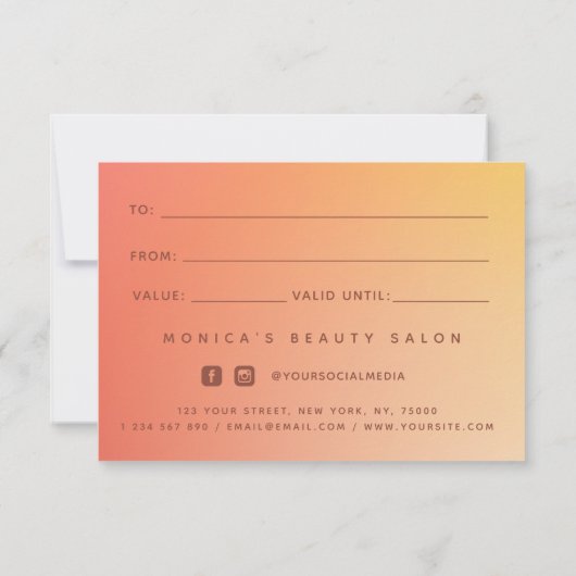 ミニマリスト オレンジ グラデーション ビューティー サロン スパ メイクアップ (裏面)