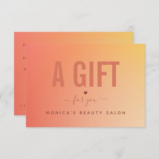 ミニマリスト オレンジ グラデーション ビューティー サロン スパ メイクアップ (正面/裏面)