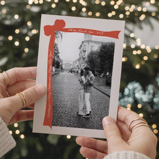 ミニマリスト オレンジ リボン レトロ フォト クリスマス