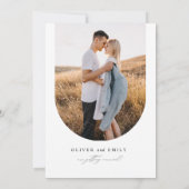 ミニマリスト オーバル ウェディング フォト セーブ・ザ・デート 招待状 (裏面)