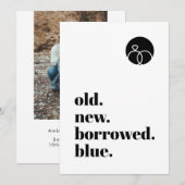 ミニマリスト オールド ニューボロー ブラッドブルー モダン ボールド フォント セーブザデート (正面/裏面)