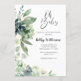 ミニマリスト カクタス モダン ベイビー シャワー 男の子 女の子 招待状