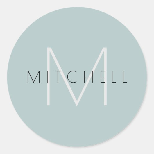 ミニマリスト カスタマイズ モダン ティール グレー ラウンドシール (正面)