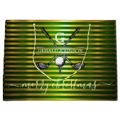 ミニマリスト カスタム エレガント ゴルフ モノグラム デザイン ラージペーパーバッグ (正面)