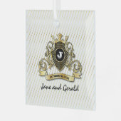 ミニマリスト カスタム エレガント モノグラム デザイン ガラスオーナメント (正面左)