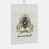 ミニマリスト カスタム エレガント モノグラム デザイン ガラスオーナメント (正面右)