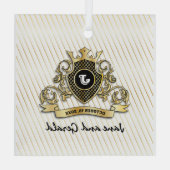 ミニマリスト カスタム エレガント モノグラム デザイン ガラスオーナメント (裏面)