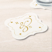 ミニマリスト カップル モノグラム ペーパーコースター (アングル)