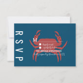 ミニマリスト カニ タイポグラフィー ウェディング RSVP 招待状 (正面)