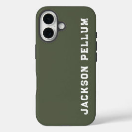 ミニマリスト カモフラージュ グリーン モノグラム 名前 Case-Mate iPhone 16ケース
