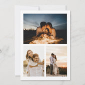 ミニマリスト カリグラフィー スクリプト QR コード 3 写真保存 セーブザデート (裏面)