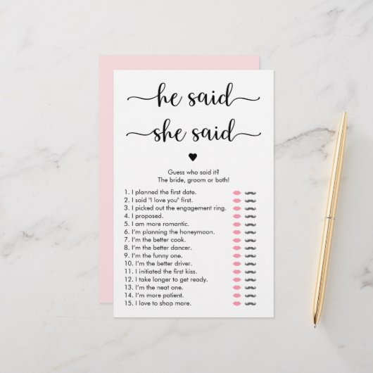 ミニマリスト カリグラフィー 彼は言った 彼女は言った ゲーム (正面/裏面インサイチュ)