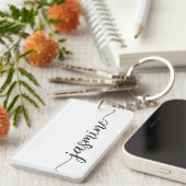 ミニマリスト ガーリー シンプル モノグラム 名前 スクリプト キーチェーン (正面右)