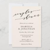 ミニマリスト クラシック アイボリー クリーム カップルシャワー 招待状 (正面)