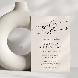 ミニマリスト クラシック アイボリー クリーム カップルシャワー 招待状