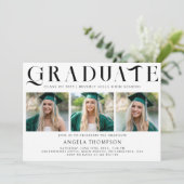 ミニマリスト クラシック タイポグラフィー 3 フォト 卒業 招待状 (スタンド正面)