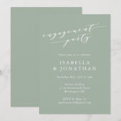 ミニマリスト クラシック ダスティーセージエンゲージメントパーティー 招待状 (正面/裏面)