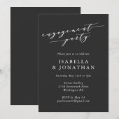 ミニマリスト クラシック ブラック ホワイト 婚約パーティー 招待状 (正面/裏面)