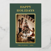 ミニマリスト クラシック ホリデー グリーン レター アンド フォト (正面)