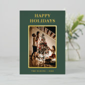 ミニマリスト クラシック ホリデー グリーン レター アンド フォト (立ち正面)