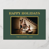 ミニマリスト クラシック ホリデー グリーン 写真と手紙 (正面)