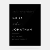 ミニマリスト・クラシー・ブラック結婚ズ・ウェルカム アクリルサイン (正面)