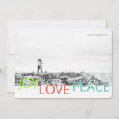 ミニマリスト クリスマス フォトカード Joy Love Peace 招待状 (正面)