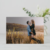 ミニマリスト グラティチュード フォト ホリデー ゴールド フォイル カード (立ち正面)