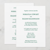 ミニマリスト グリーン スペイン語-英語 結婚披露宴 招待状 (正面/裏面)