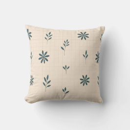 ミニマリスト グリーン フラワーパターン クッション