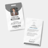 ミニマリスト グレイ 教師 フォト ID バッジ (正面＆裏面)