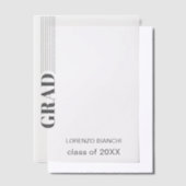 ミニマリスト・グレー卒業 ベラム紙招待状 (オフセット)