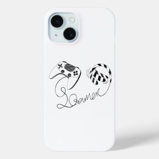 ミニマリスト ゲーマー 猫 ラインアート - コントローラー ケーブル  Case-Mate iPhoneケース (裏面)