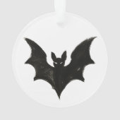 ミニマリスト コウモリ - インクブラシ ハロウィンの生き物 on  オーナメント (裏面)