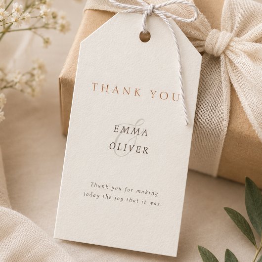 ミニマリスト ココアブラウン 結婚式のお礼 ギフトタグ