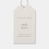 ミニマリスト ココアブラウン 結婚式のお礼 ギフトタグ (正面)