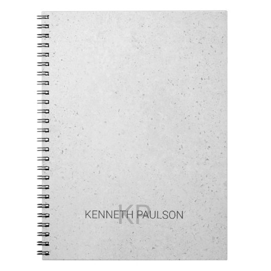 ミニマリスト コンクリート マスキュリン イニシャル ネーム ノートブック (正面)