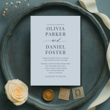 ミニマリスト コーストブルー ウェディング インビテーション