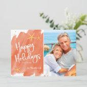 ミニマリスト コーラル&ゴールド ビーチ 水彩 ホリデー (スタンド正面)