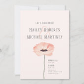 ミニマリスト コーラル ポピー リハーサル ディナー 招待状 (正面)