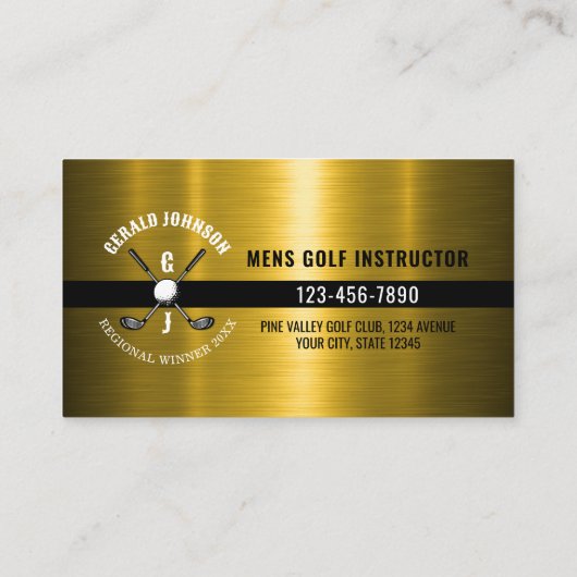 ミニマリスト ゴルフ モノグラム デザイン 名刺 (裏面)