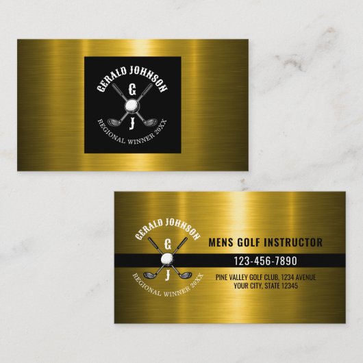 ミニマリスト ゴルフ モノグラム デザイン 名刺 (正面/裏面)