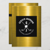 ミニマリスト ゴルフ モノグラム デザイン 招待状 (正面/裏面)