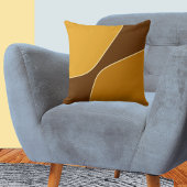 ミニマリスト ゴールデンイエロー & ブラウン クォーター シェイプ クッション