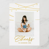 ミニマリスト ゴールド チェアーズ クリスマス | 新年の写真 箔シーズンカード (正面)